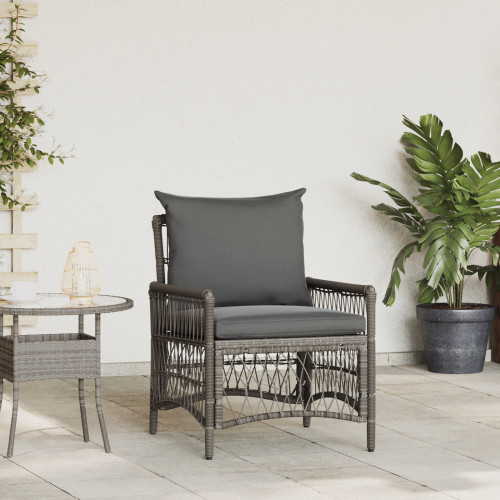 vidaXL Trädgård Stol med kudde Grå 73 x 61 x 77 cm konstrotting