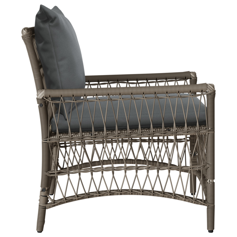 Produktbild för Trädgård Stol med kudde Grå 73 x 61 x 77 cm konstrotting