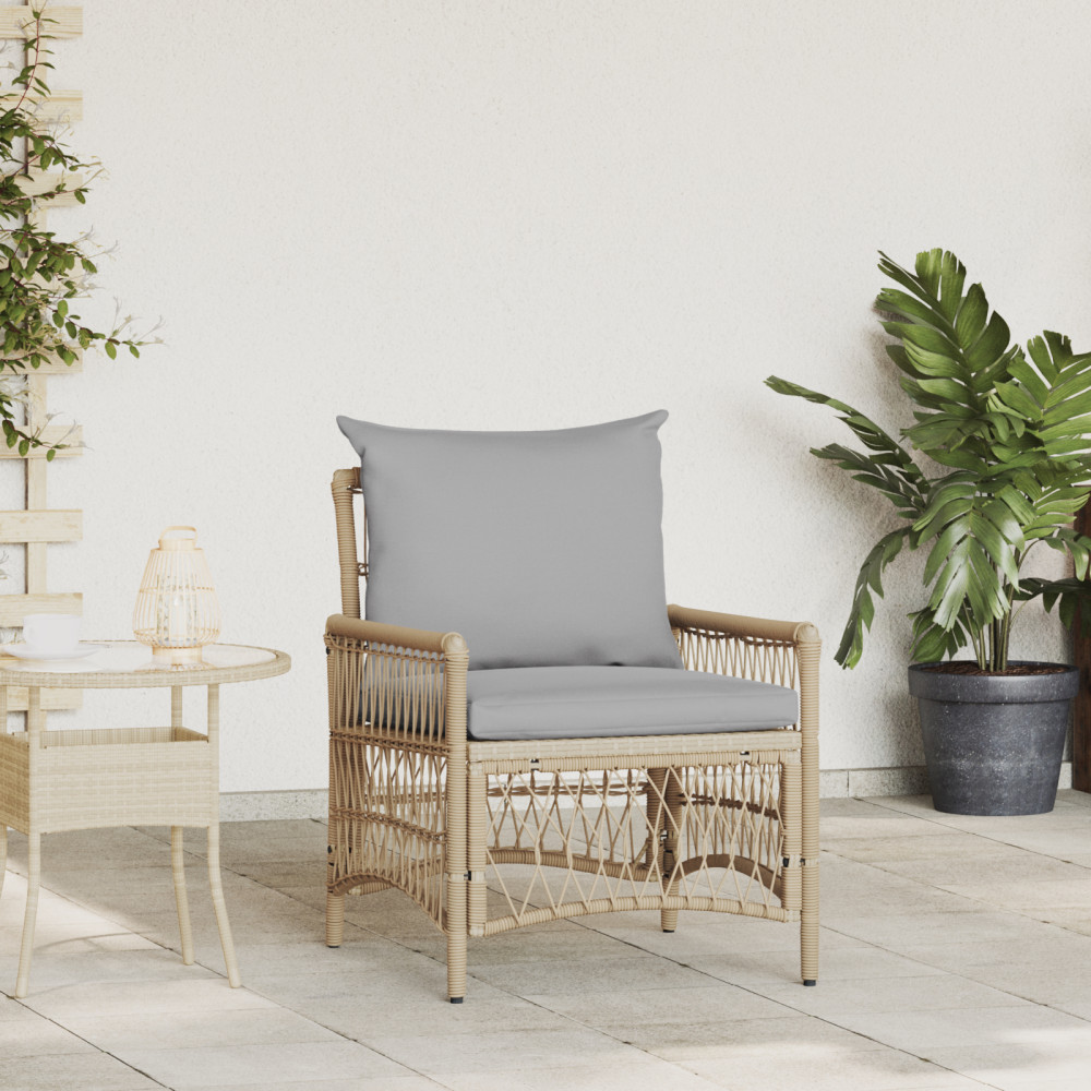 Produktbild för Trädgård Stol med kudde Beige 73 x 61 x 77 cm konstrotting