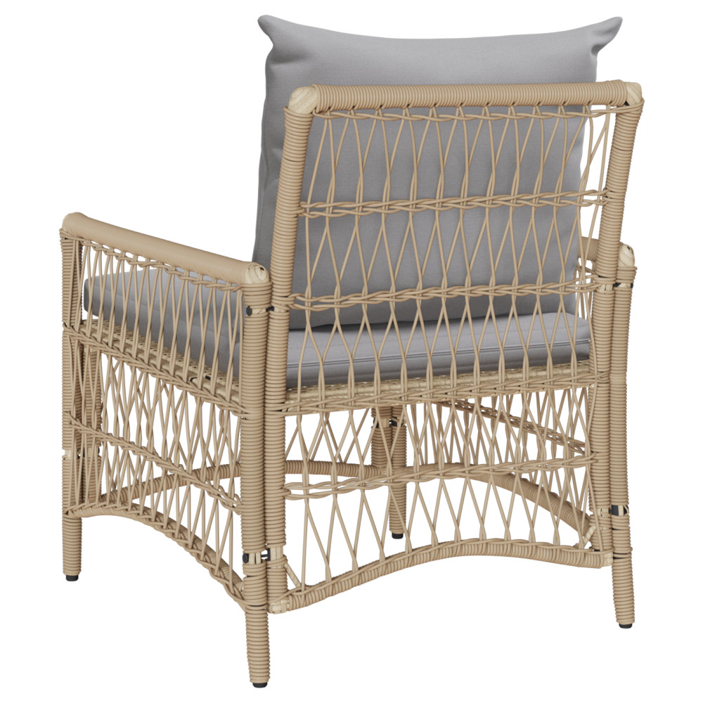 Produktbild för Trädgård Stol med kudde Beige 73 x 61 x 77 cm konstrotting