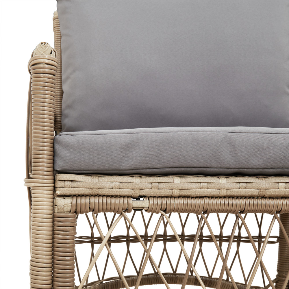 Produktbild för Trädgård Stol med kudde Beige 73 x 61 x 77 cm konstrotting