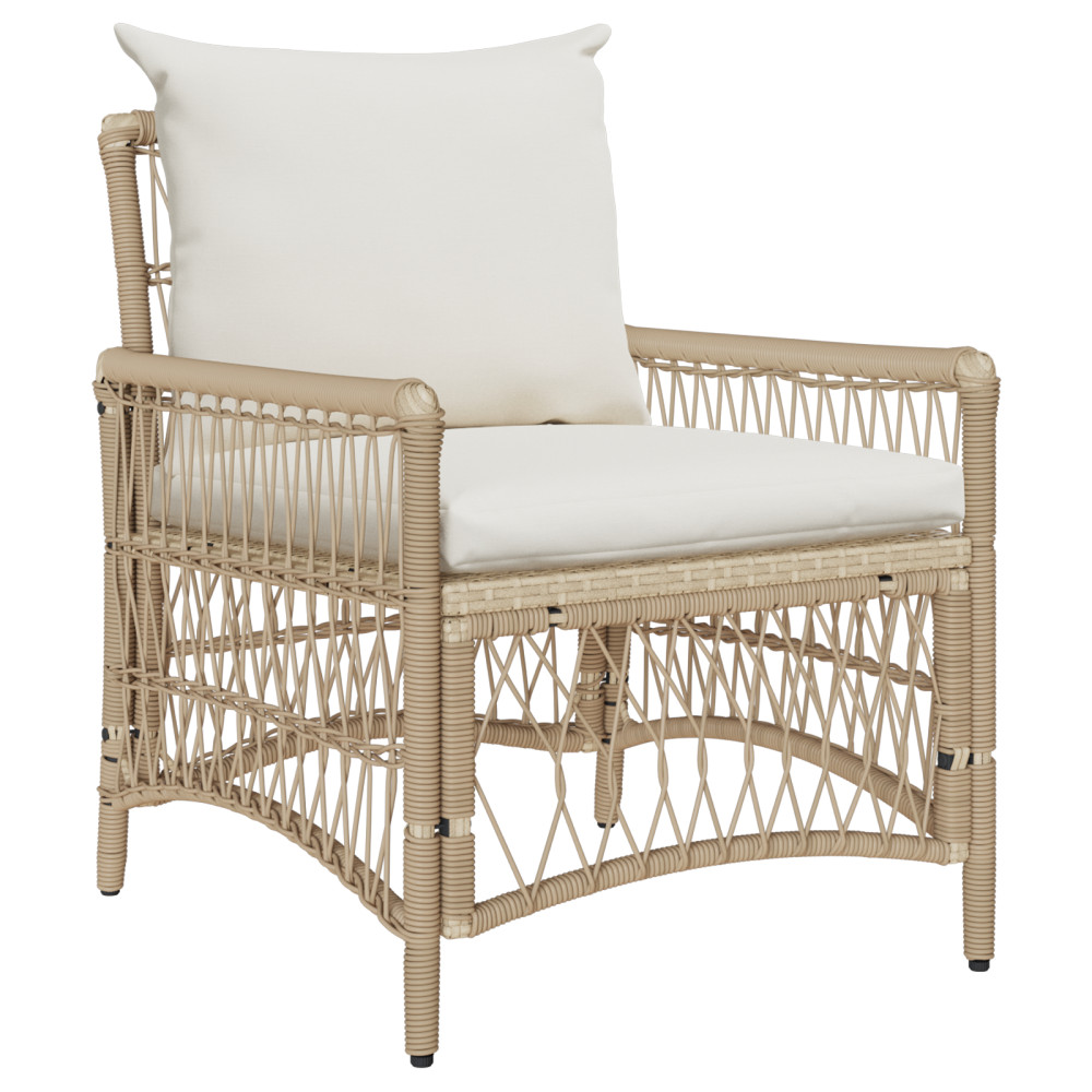 Produktbild för Trädgård Stol med kudde Beige 73 x 61 x 77 cm konstrotting