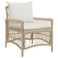 Produktbild för Trädgård Stol med kudde Beige 73 x 61 x 77 cm konstrotting