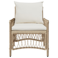Produktbild för Trädgård Stol med kudde Beige 73 x 61 x 77 cm konstrotting