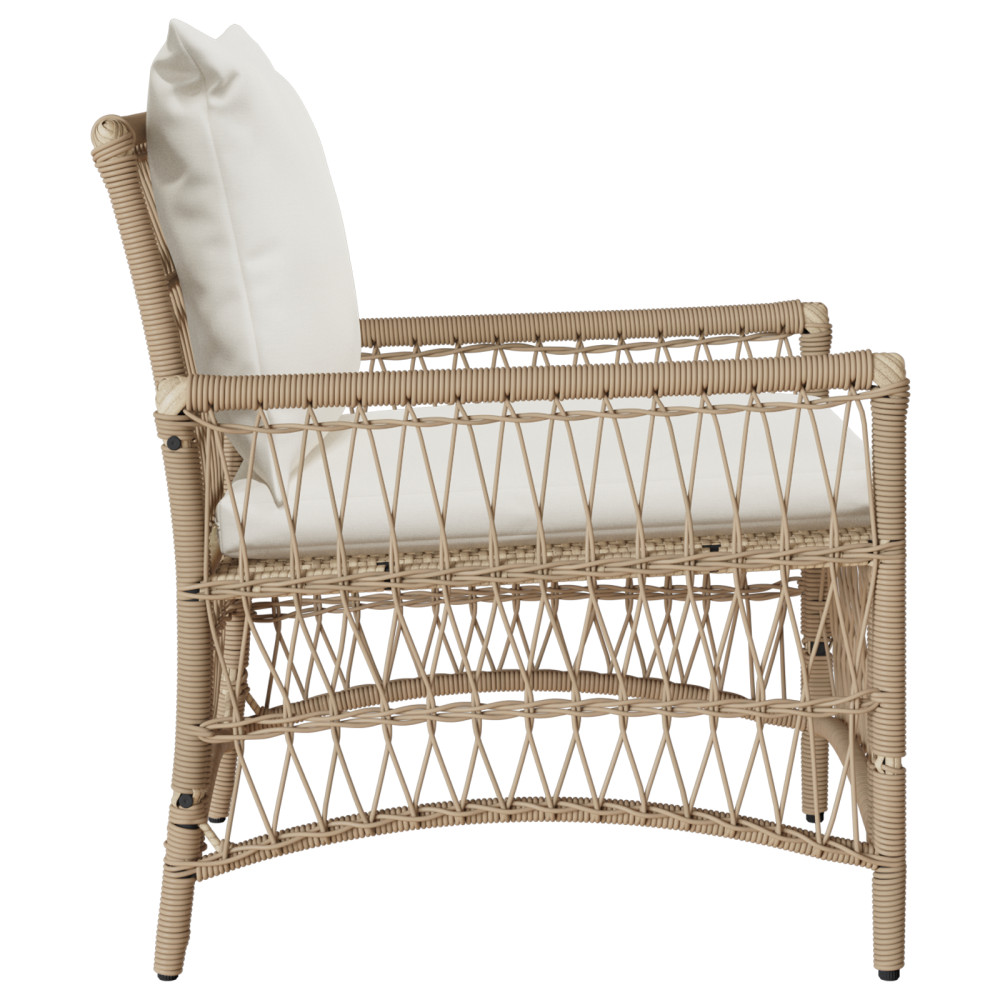 Produktbild för Trädgård Stol med kudde Beige 73 x 61 x 77 cm konstrotting