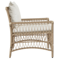 Produktbild för Trädgård Stol med kudde Beige 73 x 61 x 77 cm konstrotting