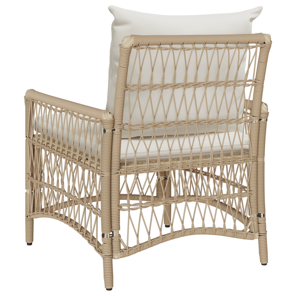 Produktbild för Trädgård Stol med kudde Beige 73 x 61 x 77 cm konstrotting