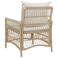 Produktbild för Trädgård Stol med kudde Beige 73 x 61 x 77 cm konstrotting