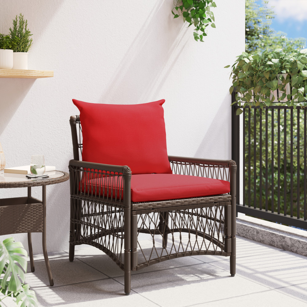 Produktbild för Trädgård Stol med kudde Brun 73 x 61 x 77 cm konstrotting