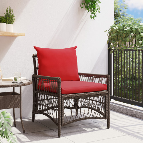 vidaXL Trädgård Stol med kudde Brun 73 x 61 x 77 cm konstrotting