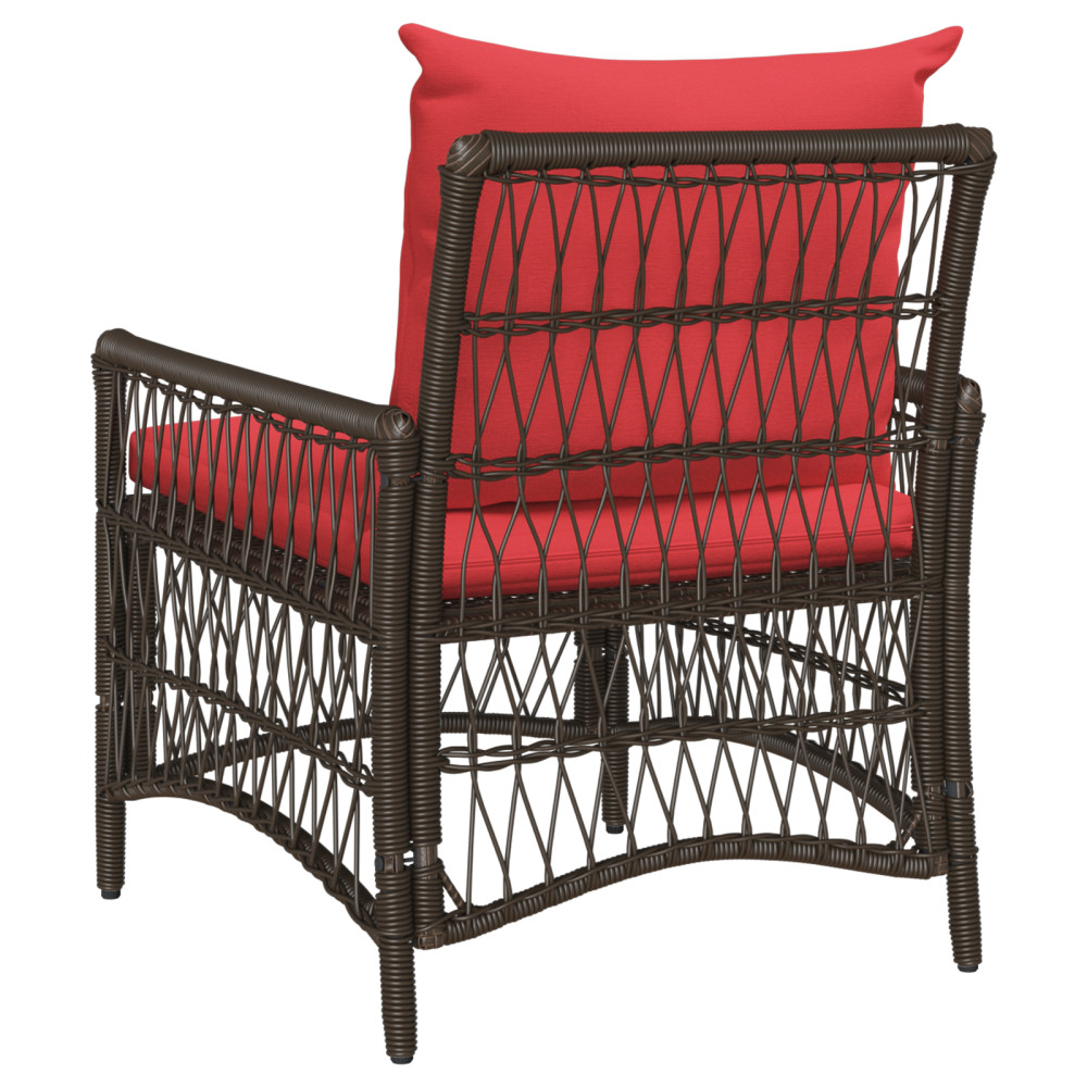 Produktbild för Trädgård Stol med kudde Brun 73 x 61 x 77 cm konstrotting