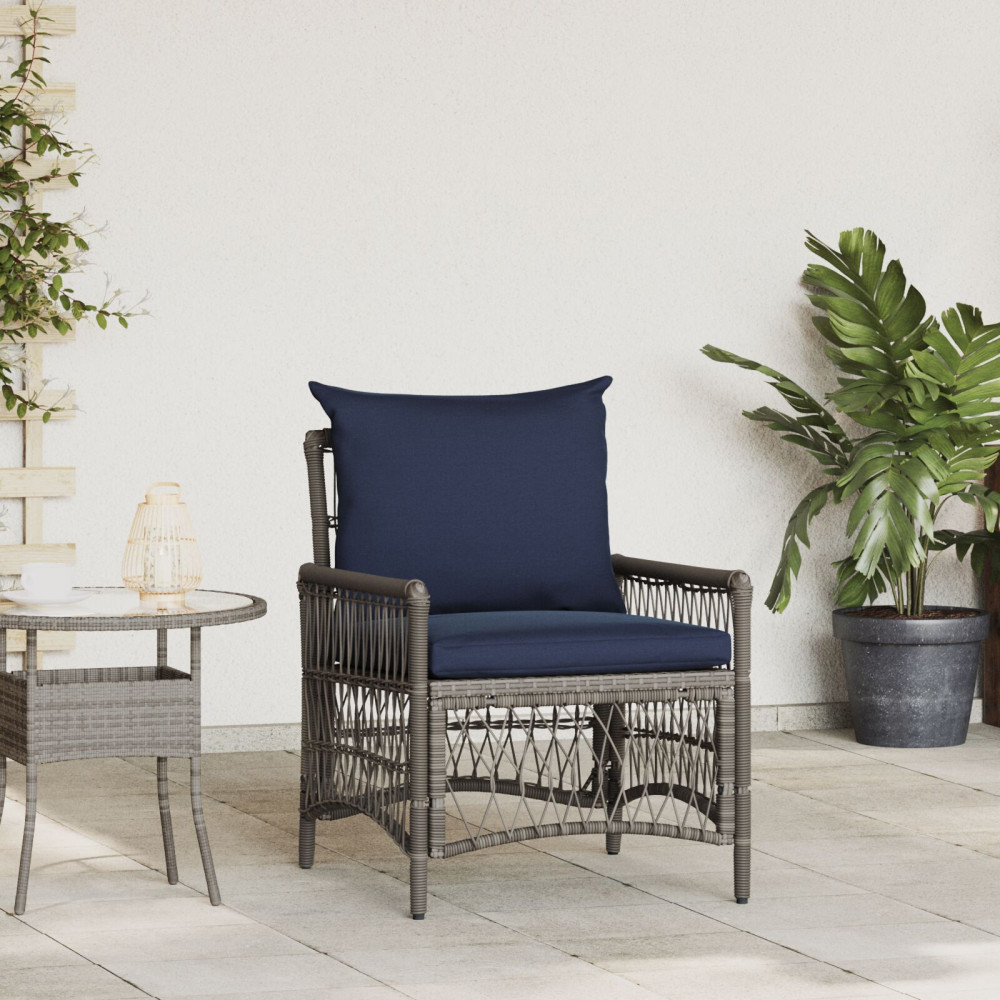 Produktbild för Trädgård Stol med kudde Grå 73 x 61 x 77 cm konstrotting