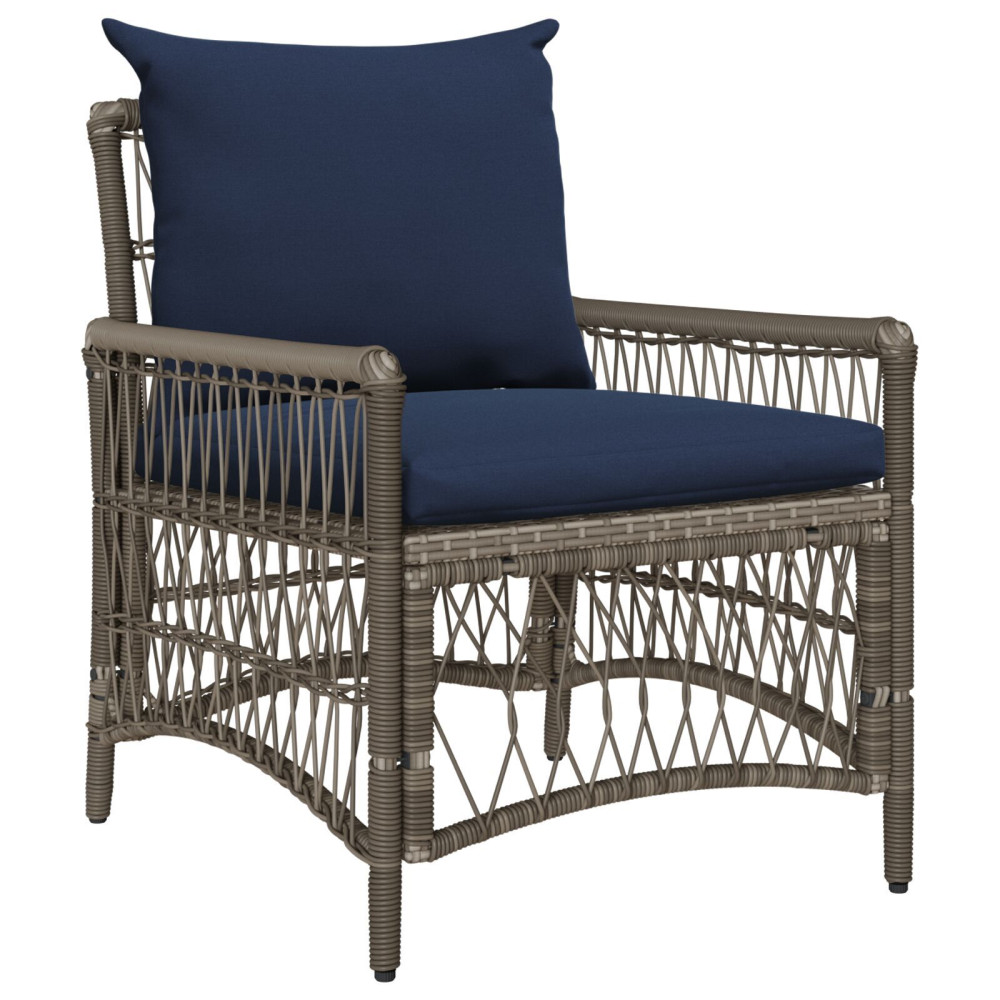 Produktbild för Trädgård Stol med kudde Grå 73 x 61 x 77 cm konstrotting