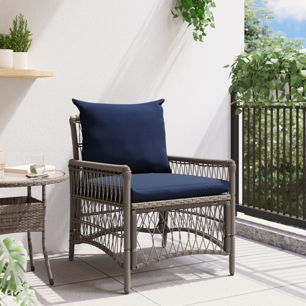 Produktbild för Trädgård Stol med kudde Grå 73 x 61 x 77 cm konstrotting