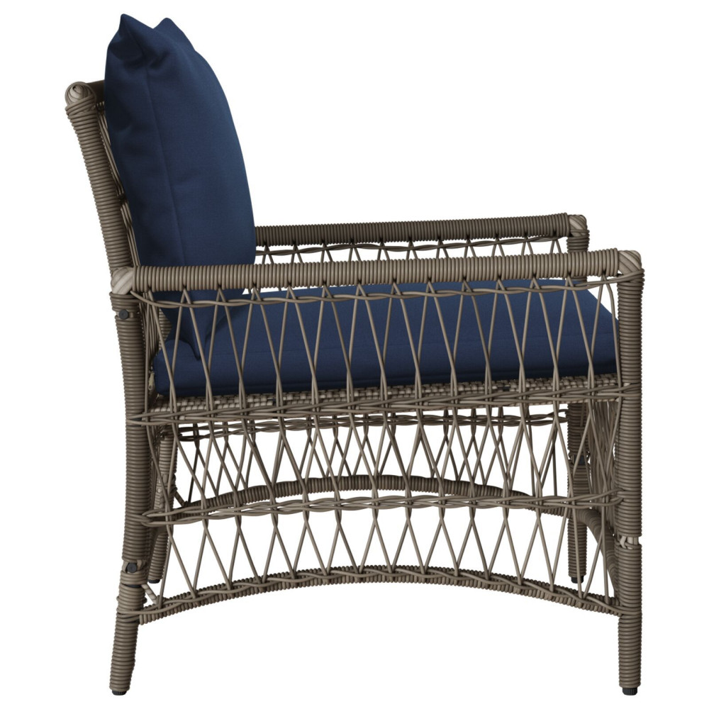 Produktbild för Trädgård Stol med kudde Grå 73 x 61 x 77 cm konstrotting
