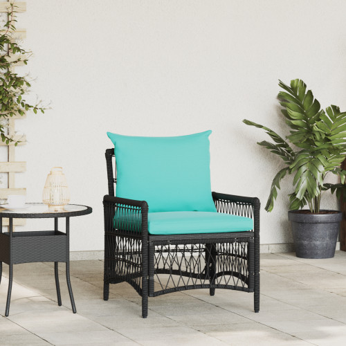 vidaXL Trädgård Stol med kudde Svart 73 x 61 x 77 cm konstrotting
