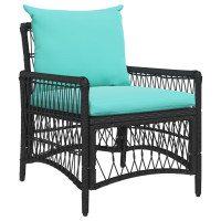 Produktbild för Trädgård Stol med kudde Svart 73 x 61 x 77 cm konstrotting