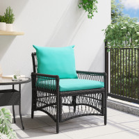 Produktbild för Trädgård Stol med kudde Svart 73 x 61 x 77 cm konstrotting