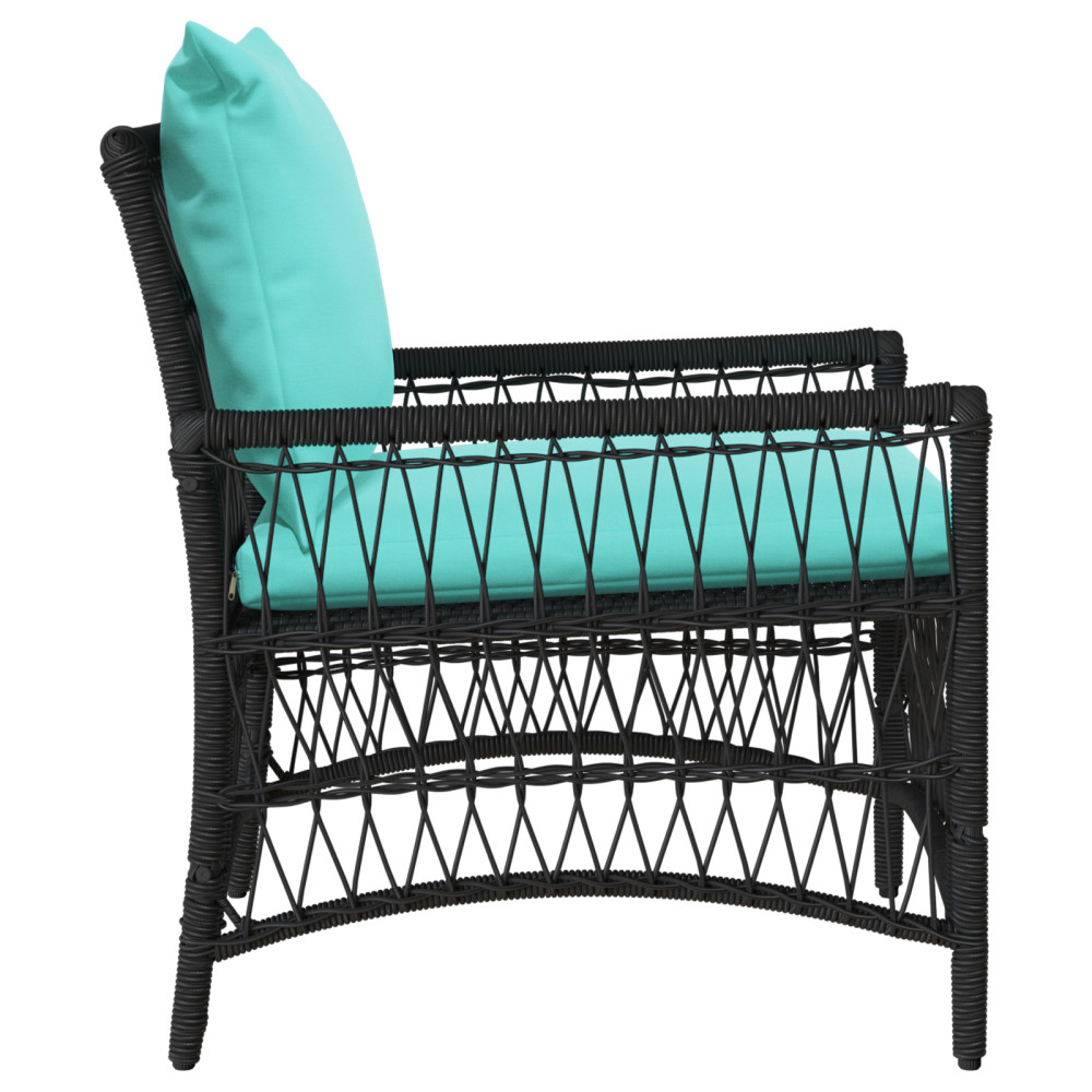 Produktbild för Trädgård Stol med kudde Svart 73 x 61 x 77 cm konstrotting