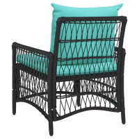 Produktbild för Trädgård Stol med kudde Svart 73 x 61 x 77 cm konstrotting