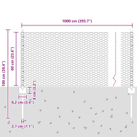 Produktbild för Utomhus hexagonal stängsel med stolpe 10 x 0,6 m Grön Mesh
