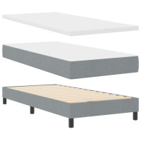 Produktbild för Bäddfjäder med huvudgavel Ljusgrå 90 x 190 cm tyg