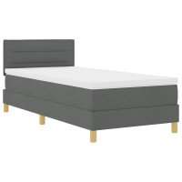 Produktbild för Bäddfjäder med kudde med huvudgavel Mörkgrå 80 x 200 cm tyg