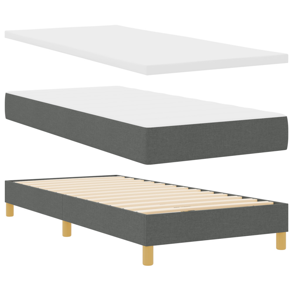 Produktbild för Bäddfjäder med kudde med huvudgavel Mörkgrå 80 x 200 cm tyg