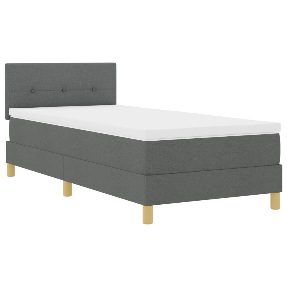 Produktbild för Bäddfjäder med kudde med huvudgavel Mörkgrå 80 x 200 cm tyg