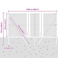 Produktbild för Utomhus sexkantig stängsel markfäste 25 x 1,2 m Grå Mesh
