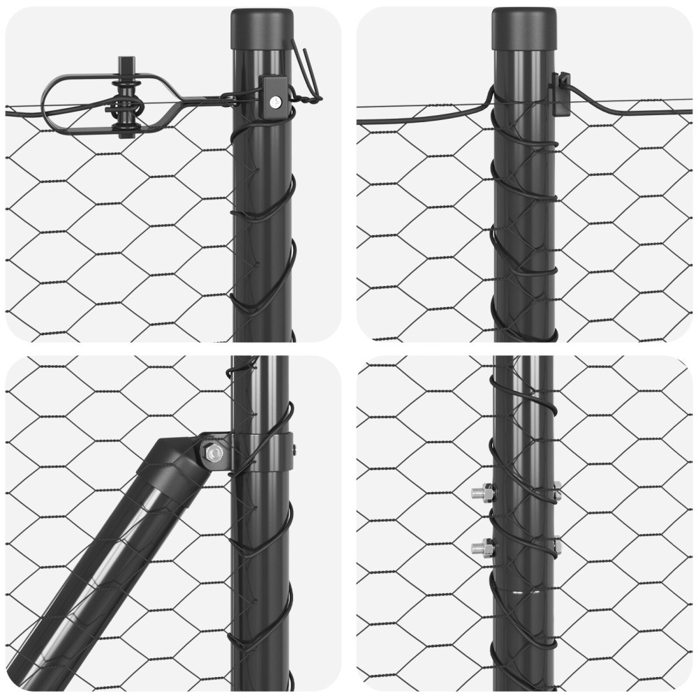 Produktbild för Utomhus sexkantig stängsel markfäste 25 x 1,2 m Grå Mesh