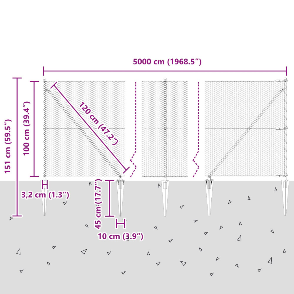 Produktbild för Utomhus hexagonal stängsel med stolpe 50 x 1 m PVC-belagda stål