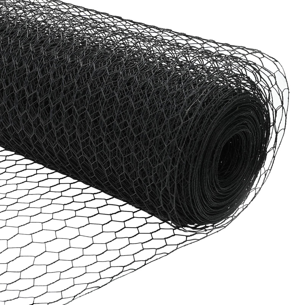 Produktbild för Utomhus hexagonal stängsel med betongfundament 50 x 1 m Grå