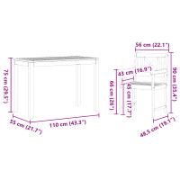 Produktbild för Trädgårdsmöbelset 3 pcs Brun Massivt Akaciaträ