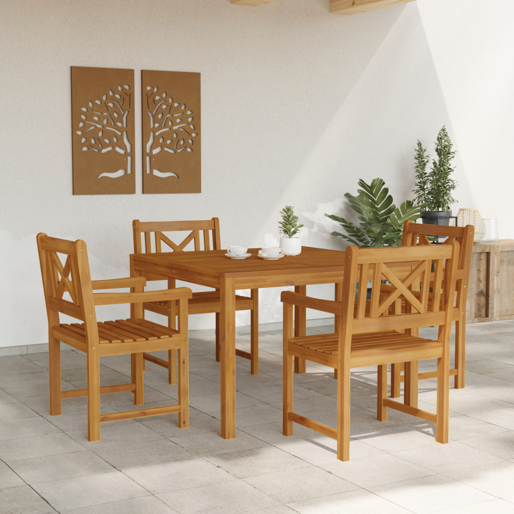 Produktbild för Trädgårdsmöbelset 5 pcs Brun Massivt akaciaträ