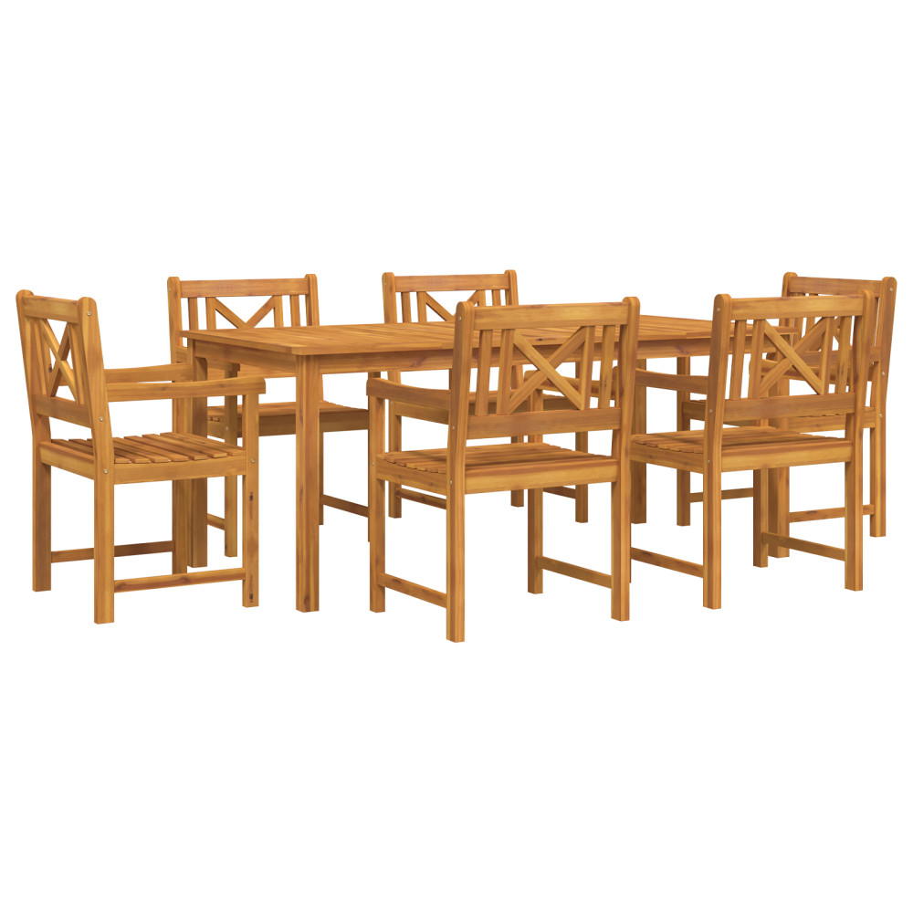 Produktbild för Trädgårdsmöbelset 7 pcs Brun Massivt Akaciaträ