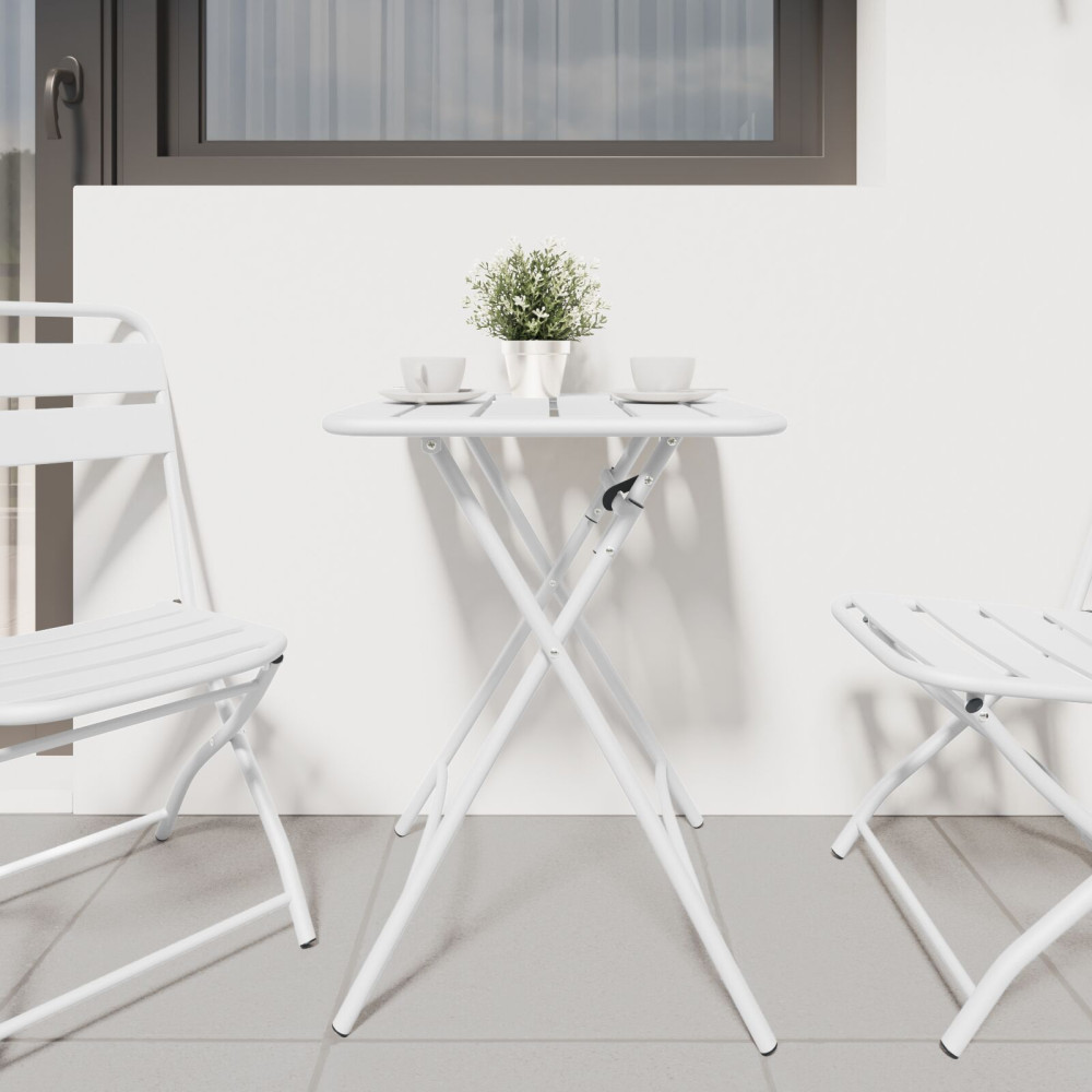 Produktbild för Bistrobord Vit 55 x 55 x 72,5 cm Pulverlackerad stål