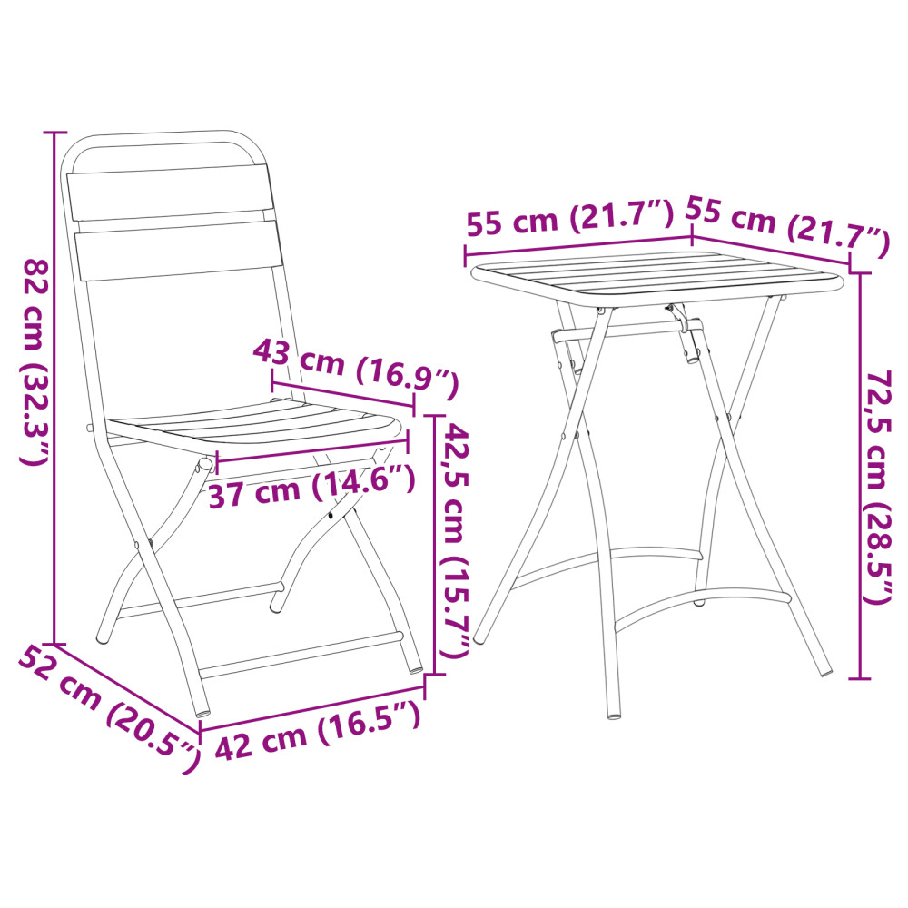 Produktbild för Bistroset 3 pcs Beige Stål