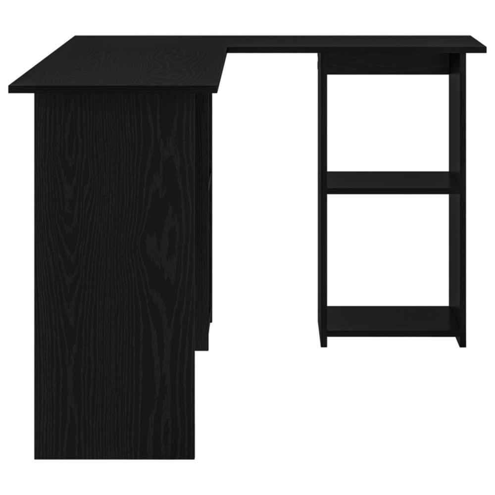 Produktbild för Skrivbord med hylla Svart Ek 142 x 102 x 73 cm Konstruerat trä