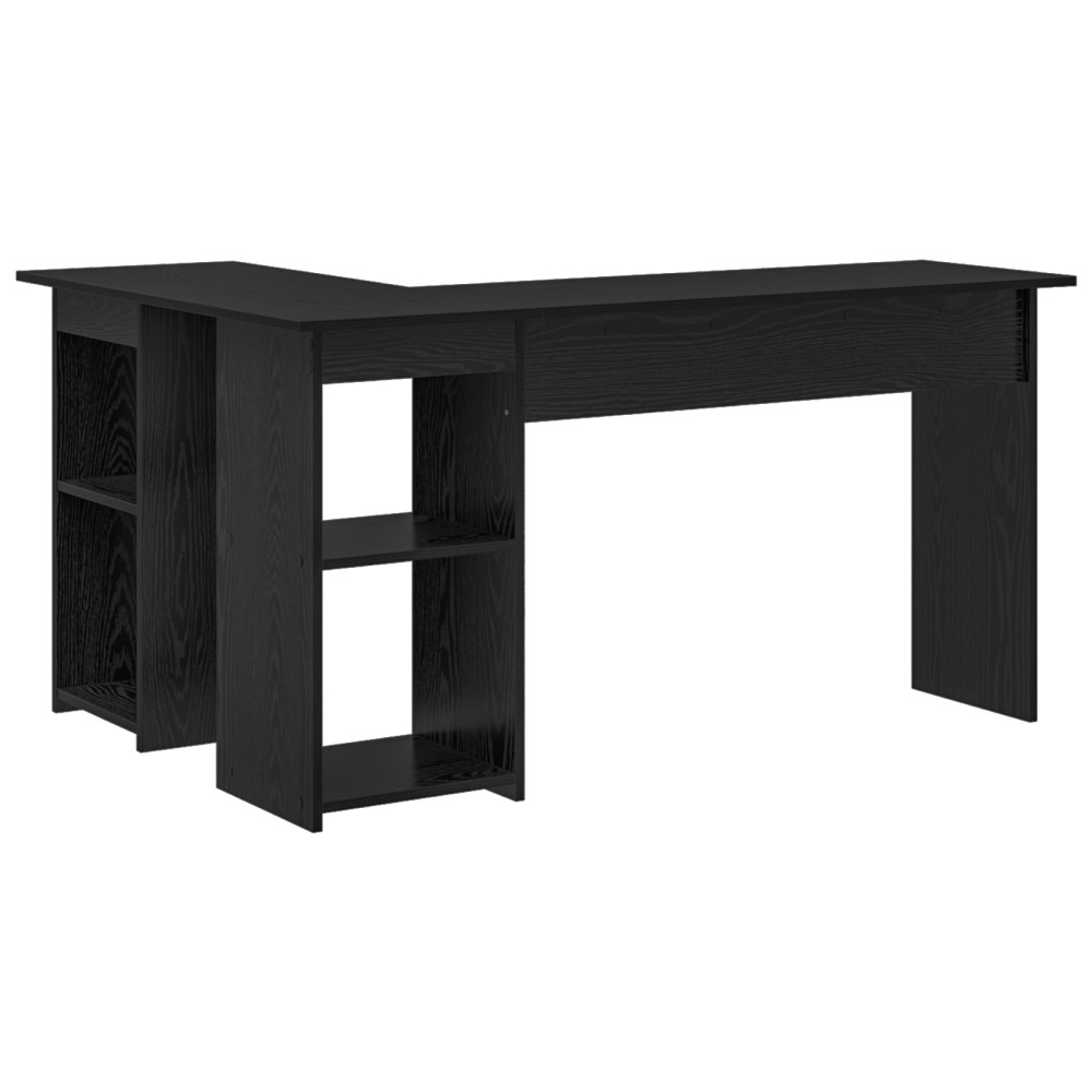 Produktbild för Skrivbord med hylla Svart Ek 142 x 102 x 73 cm Konstruerat trä