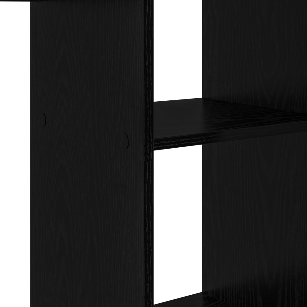 Produktbild för Skrivbord med hylla Svart Ek 142 x 102 x 73 cm Konstruerat trä