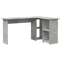 Produktbild för Skrivbord med hylla Betonggrå 142 x 102 x 73 cm Konstruerat trä
