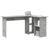 Produktbild för Skrivbord med hylla Betonggrå 142 x 102 x 73 cm Konstruerat trä