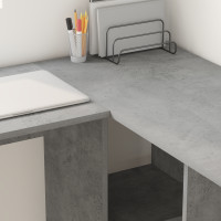 Produktbild för Skrivbord med hylla Betonggrå 142 x 102 x 73 cm Konstruerat trä