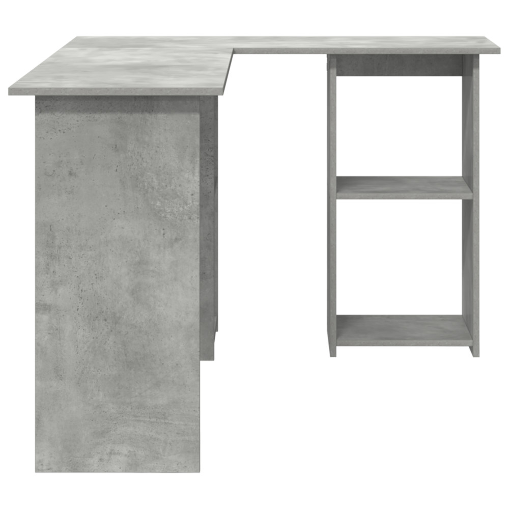 Produktbild för Skrivbord med hylla Betonggrå 142 x 102 x 73 cm Konstruerat trä