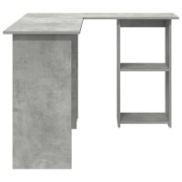 Produktbild för Skrivbord med hylla Betonggrå 142 x 102 x 73 cm Konstruerat trä