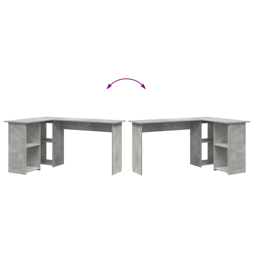 Produktbild för Skrivbord med hylla Betonggrå 142 x 102 x 73 cm Konstruerat trä