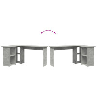 Produktbild för Skrivbord med hylla Betonggrå 142 x 102 x 73 cm Konstruerat trä