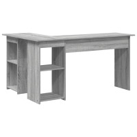 Produktbild för Skrivbord Grå Sonoma 142 x 102 x 73 cm Konstruerat trä