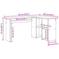 Produktbild för Skrivbord Artisan Ek 142 x 102 x 73 cm Konstruerat trä